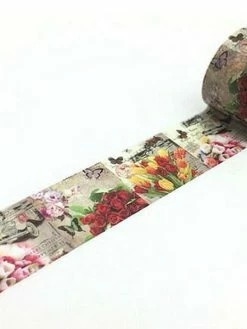 MAPIERRINE Washi Tape Masking Tape Ruban Adhésif Scrapbooking 3 Cm VINTAGE FLEUR PAPILLON VEHICULE