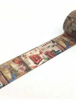 MAPIERRINE Washi Tape Masking Tape Ruban Adhésif Scrapbooking 3 Cm VINTAGE LONDRE TELEPHONE OISEAU