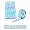 MAPIERRINE Washi Tape Ruban Adhésif Scrapbooking 1,5 X 6,5 M FLEUR ROSE FOND BLEU