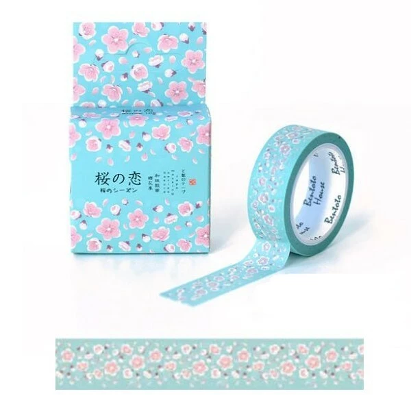 MAPIERRINE Washi Tape Ruban Adhésif Scrapbooking 1,5 X 6,5 M FLEUR ROSE FOND BLEU 1 MAPIERRINE Washi Tape Ruban Adhésif Scrapbooking 1,5 X 6,5 M FLEUR ROSE FOND BLEU
