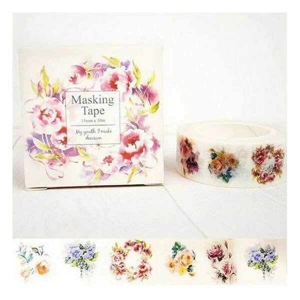 MAPIERRINE Washi Tape Ruban Adhésif Scrapbooking 1,5 X 9 M FLEUR B 1 MAPIERRINE Washi Tape Ruban Adhésif Scrapbooking 1,5 X 9 M FLEUR B
