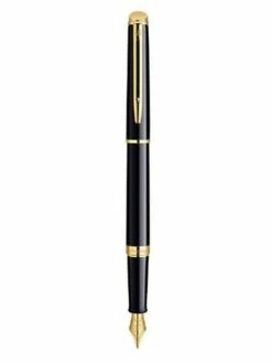 Waterman Hémisphère Stylo Plume à Pointe Moyenne Attributs Dorés Laque Noir