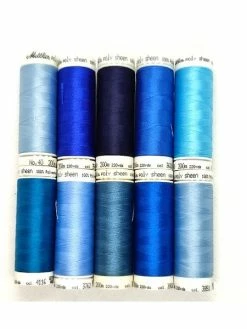 10 Bobines De Fil à Broder - POLY SHEEN - Ton Bleu - METTLER - 33
