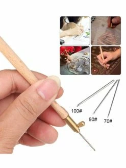 Czech Beads Exclusive 1pc Bois De Tambour Luneville Crochet, 3 Aiguilles, De Français, De Crochet, De Broderie, De Perles