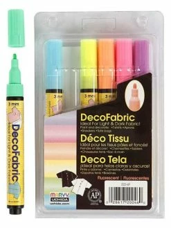 Creativ Company 6 Feutres Textile Fluo Glitter Deco - 3 Mm