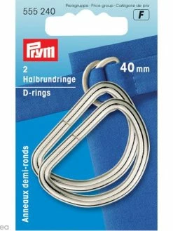 Prym Anneaux D Demi-ronds Laiton Argent - 40 Mm - 2 Pcs