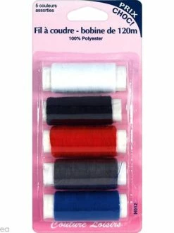 Couture Loisirs Assortiment Bobines De Fil à Coudre - 5 X 120 Mètres