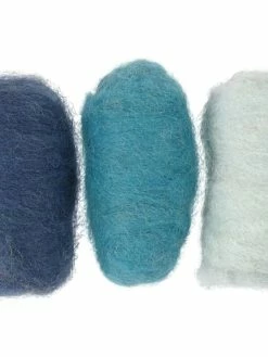 Creativ Company Assortiment De Pelotes De Laine Cardée - 3 X 10 Gr - Tons Bleus