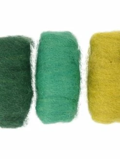 Creativ Company Assortiment De Pelotes De Laine Cardée - 3 X 10 Gr - Tons Verts