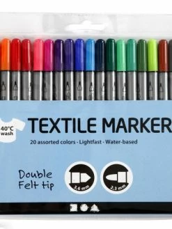 Creativ Company Assortiment Feutres Textile Double Pointe - 20 Pcs