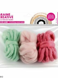 Graine Créative Assortiment Pelotes De Laine XL - Menthe, Rose Pâle, Vieux Rose - 3 Pcs