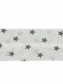 Biais Replié Frou Frou 20 Mm - Étoile - Gris - Au Mètre (sur Mesure)