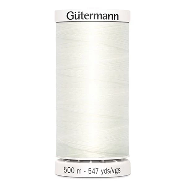 Bobine Fil à Coudre Gütermann 500m Blanc 100% Polyester - 111 1 Bobine Fil à Coudre Gütermann 500m Blanc 100% Polyester - 111