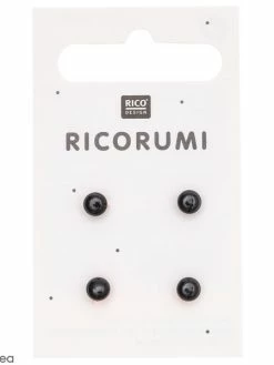 Rico Design Bouton à Coudre Bombé Ricorumi 5 Mm - Noir - 4 Pcs