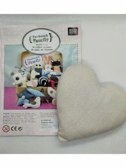 LEROY DE LA CREATION Doudou Coeur A Décorer En Tissu - PATCHWORK FAMILY - écru - 12x11cm - ABV4860