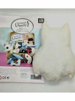 LEROY DE LA CREATION Doudou Hibou A Décorer En Tissu - PATCHWORK FAMILY - écru - 14x11cm - ABV4860