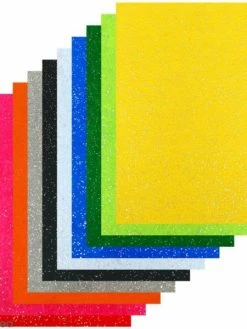 Sodertex Feutrine Adhésive Pailletée 1 Mm - Couleurs Assorties - 20 X 30 Cm - 10 Pcs