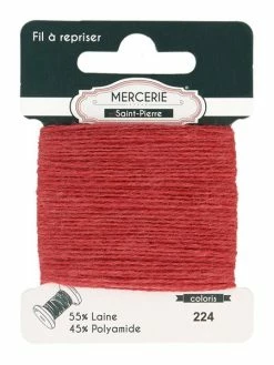 MDC Fil à Repriser Laine 15m Rouge