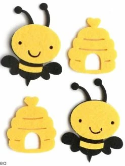 Glorex Formes En Feutrine - Abeilles Et Pot De Miel - 4 Pcs