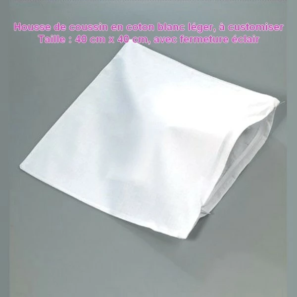 Efco Housse De Coussin Carré, Coton Blanc Léger, 40 X 40 Cm, Enveloppe En Tissu Avec Fermeture éclair, à 2 Efco Housse De Coussin Carré, Coton Blanc Léger, 40 X 40 Cm, Enveloppe En Tissu Avec Fermeture éclair, à – Image 2