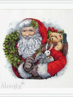 Kit Point De Croix - Merejka - Père Noël Avec Couronne SK133