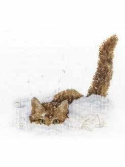 Artibalta Kit Point De Croix MP Studia- Chat Dans La Neige SNV-557 20*25 Cm