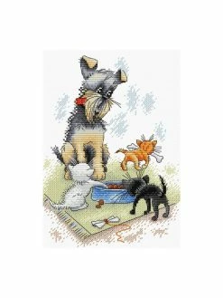 Artibalta Kit Point De Croix MP Studia- Chien Et Chiots SM-204 23*16 Cm