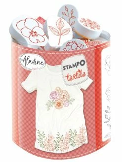 Aladine Kit Tampons Stampo Textile - Fleurs Et Feuilles - 18 Pcs