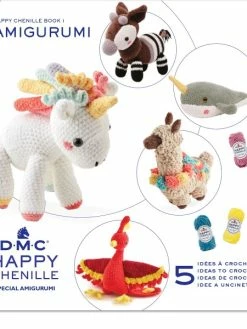 DMC Livre Crochet Amigurumi - Happy Chenille Book 1 - Animaux Fantastiques - 5 Modèles