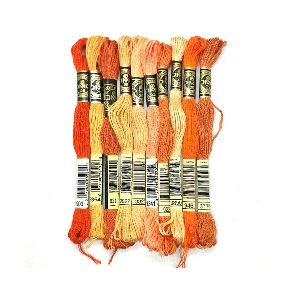 Lot De 10 échevettes Fil A Broder - DMC - Ton Orange - Mouliné Spécial - 60 1 Lot De 10 échevettes Fil A Broder - DMC - Ton Orange - Mouliné Spécial - 60