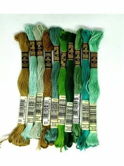 Lot De 10 échevettes Fil A Broder - DMC - Ton Vert - Mouliné Spécial - 97