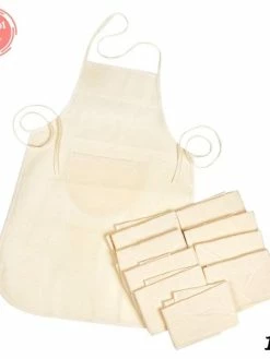 Artif Lot De 10 Tabliers De Bricolage Pour Enfant, Coton Fin Et Léger Naturel, Avec Poche, Dim. 60 X 50 Cm