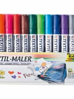 FOLIA Marqueur Pour Textiles - Set De 12 - Assortis