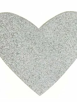 Récréatys Motif Thermocollant - Coeur Argenté Pailleté - 9 X 8 Cm