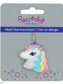Récréatys Motif Thermocollant Pastel - Licorne Nacrée - 4 X 5 Cm
