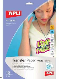 Apli Kids Papier Transfert Textile Apli - Spécial Tee-shirt Blanc - 21 X 29,7 Cm - 10 Pcs