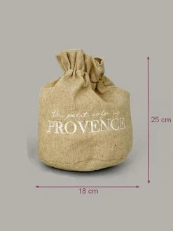 Faye Pochon Beige écriture Blanche En Lin, Provençal, Dim.25 X 18 Cm, Décoration Vintage