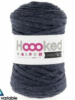 Hoooked Ribbon XL DMC - Pelote Jersey Bleu Jean Foncé - 120 M