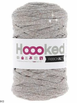 Hoooked Ribbon XL DMC - Pelote Jersey Lilas Et Lurex Cuivré - 85 M