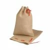Lealoo® Sac En Toile De Jute Avec Ruban Rouge De Serrage, Pochon Haut. 38 Cm X Larg. 26 Cm