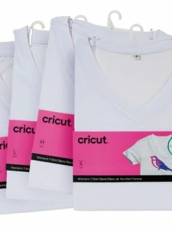T-shirt Col V Cricut - Blanc - Plusieurs Tailles Disponibles