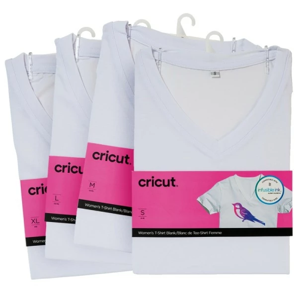 T-shirt Col V Cricut - Blanc - Plusieurs Tailles Disponibles 1 T-shirt Col V Cricut - Blanc - Plusieurs Tailles Disponibles