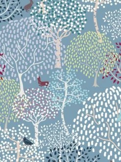 Tissu Coton Frou Frou - Forêt Ardoise - Vendu Par 10 Cm