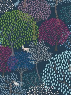 Tissu Coton Frou Frou - Forêt Navy - Vendu Par 10 Cm