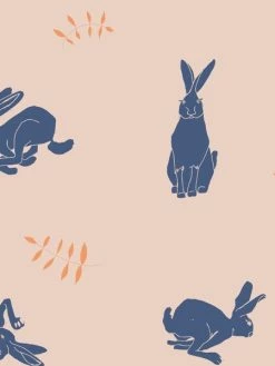 Tissu Coton Frou Frou - Lièvre Rose - Vendu Par 10 Cm