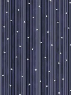 Creavea Tissu Coton Noël - Rayures & Étoiles - Bleu - Vendu Par 10 Cm