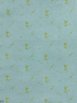 France Duval Stalla Tissu Double Gaze De Coton - Fleurs Dorées Sur Fond Vert De Gris - Par 10 Cm (sur Mesure)