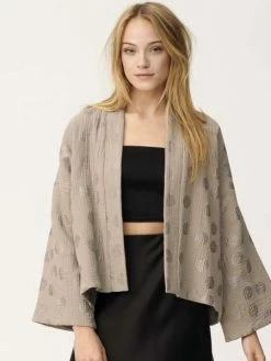 Tissu Double Gaze De Coton Sakura Rico Design - Taupe Détail Foil - Par 10 Cm -V-Zug shop tissu double gaze de coton sakura rico design taupe detail foil par 10 cm p 3