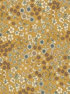 Frou Frou Tissu Fleuri Frou-Frou - Coton Léger - Jaune Moutarde - Par 10 Cm