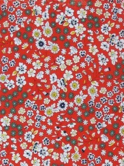 Frou Frou Tissu Fleuri Frou-Frou - Coton Léger - Orange Vintage - Par 10 Cm